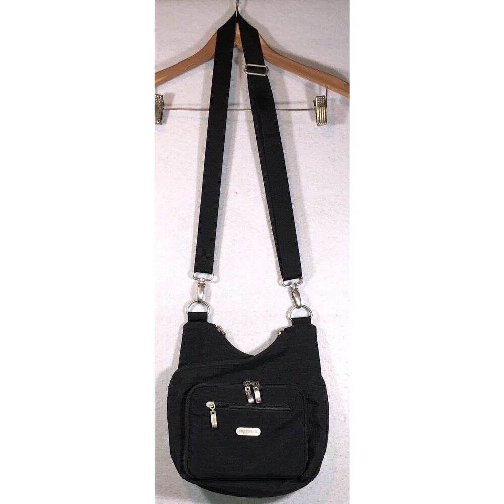 Baggallini Crossbody Bag Purse Multiple Pockets Black Adjustable Removable Strap